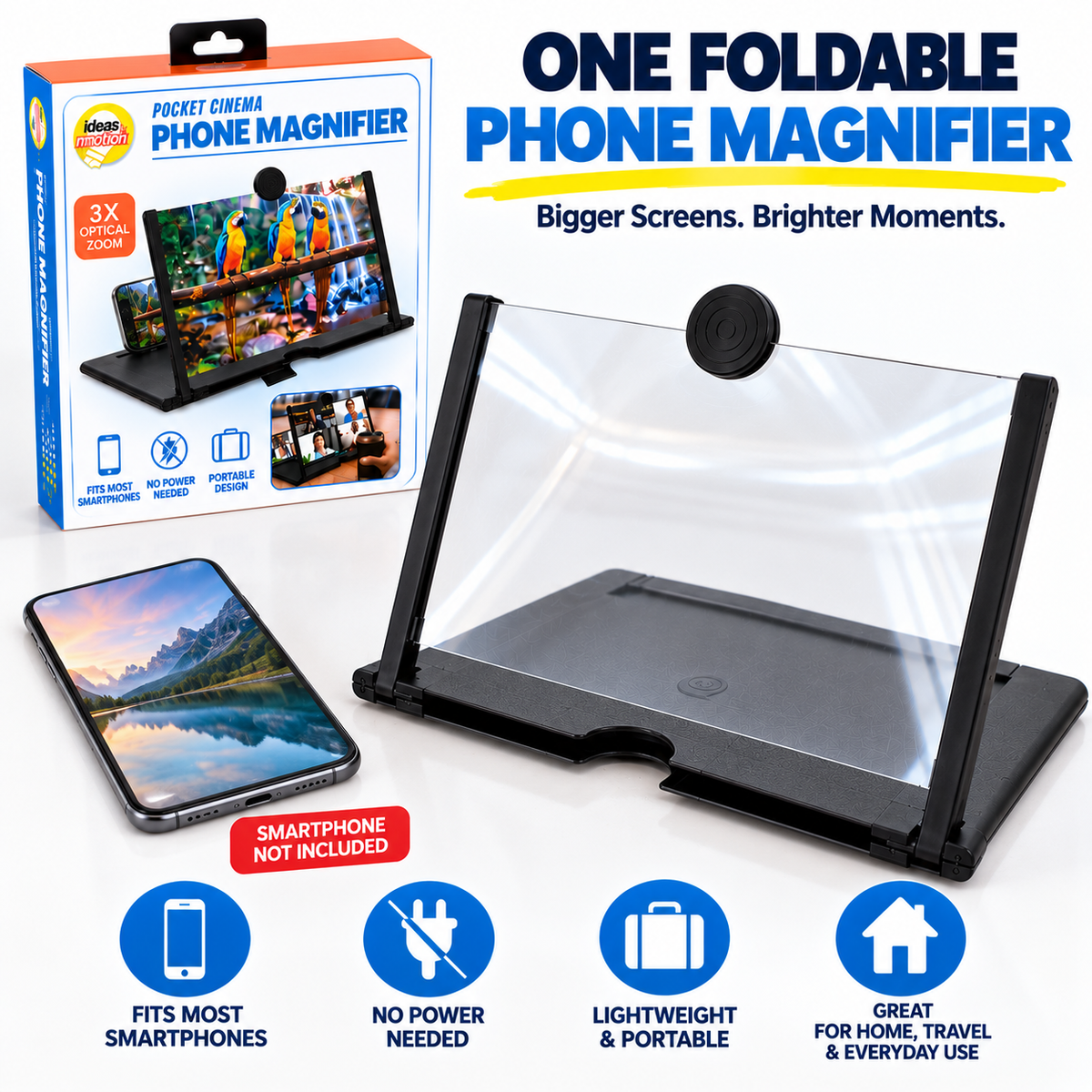 Foldable 3X Phone Screen Magnifier