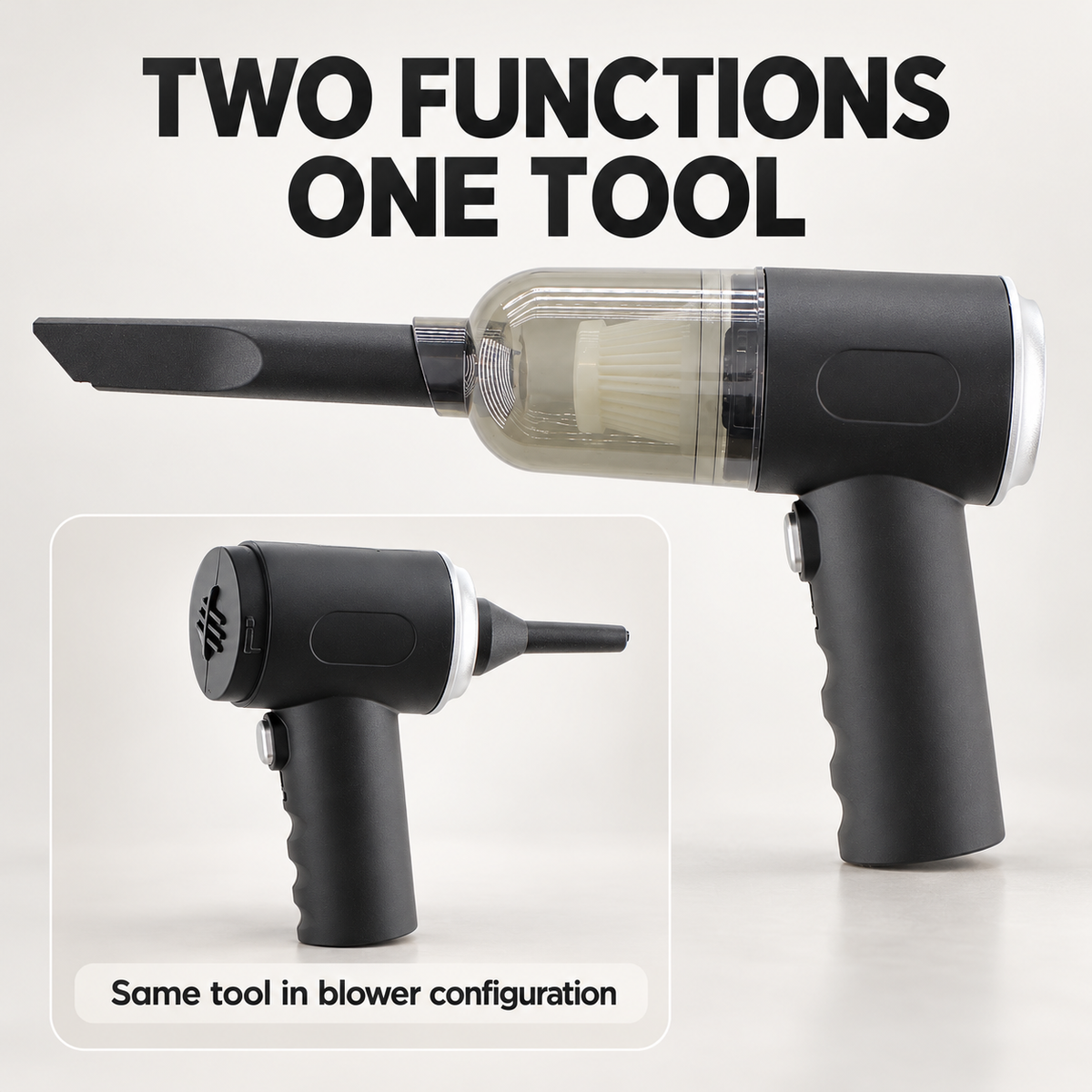 Handheld Portable Cordless 2 in 1 Rechargeable Vacuum and Blower with 3 Cleaning Attachments