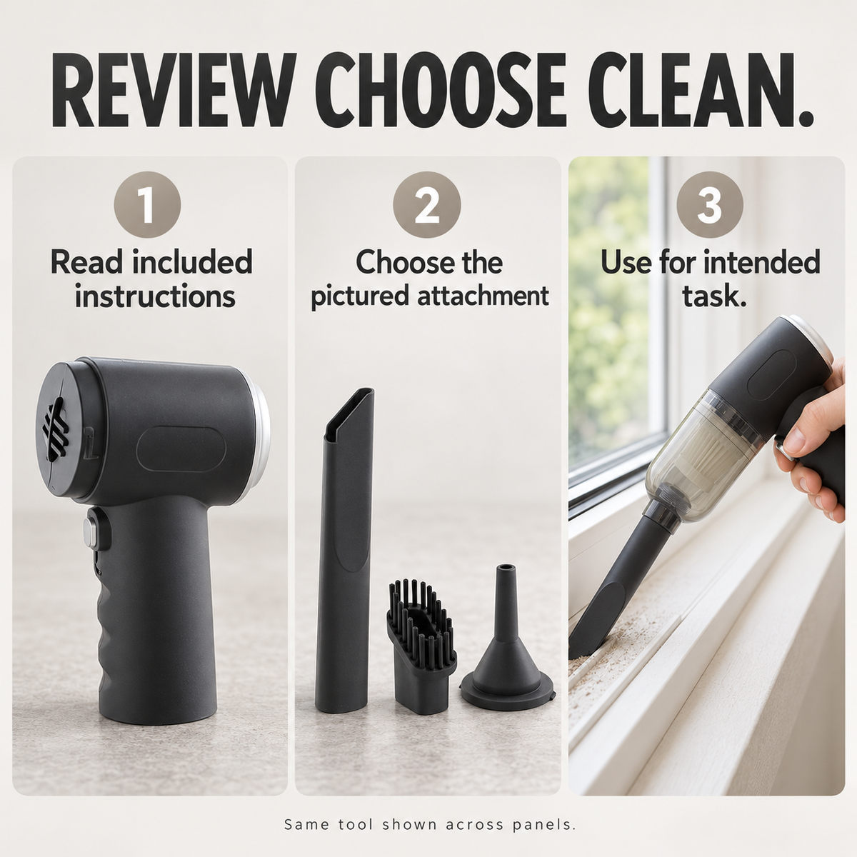 Handheld Portable Cordless 2 in 1 Rechargeable Vacuum and Blower with 3 Cleaning Attachments