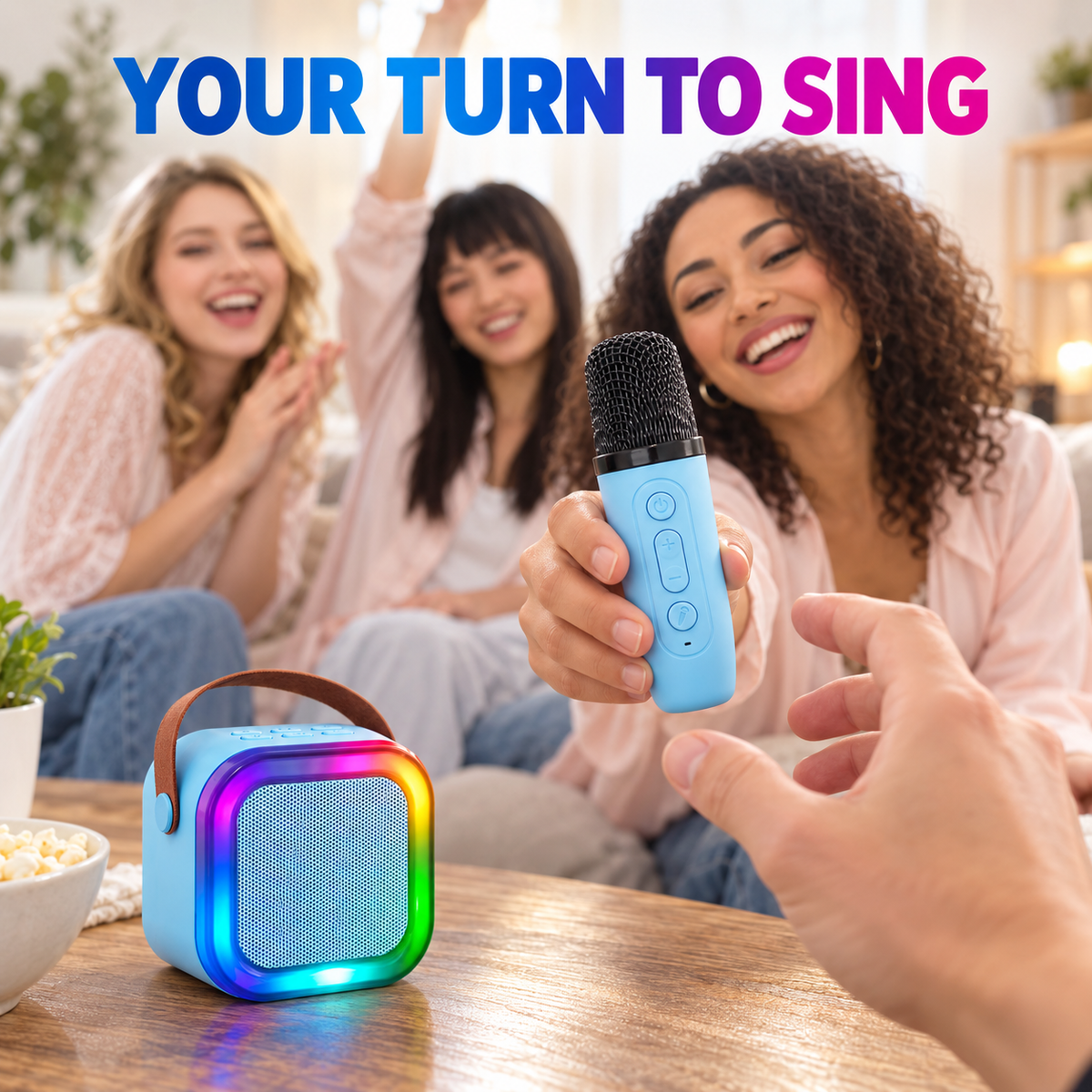 Rechargeable Karaoke Microphone and Speaker Set with Color Changing Lights