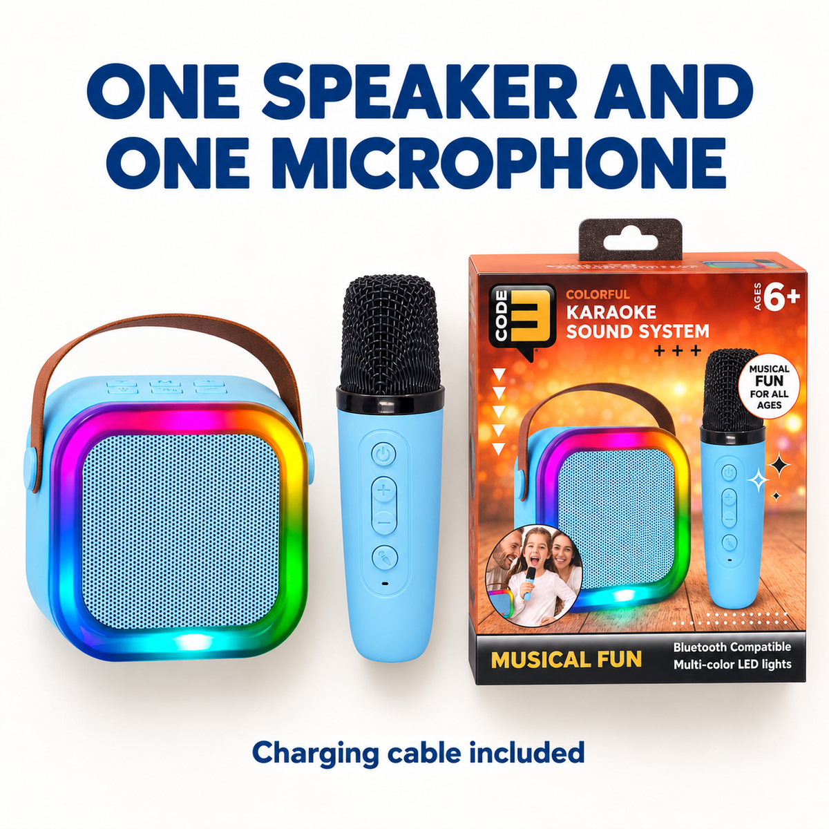 Rechargeable Karaoke Microphone and Speaker Set with Color Changing Lights