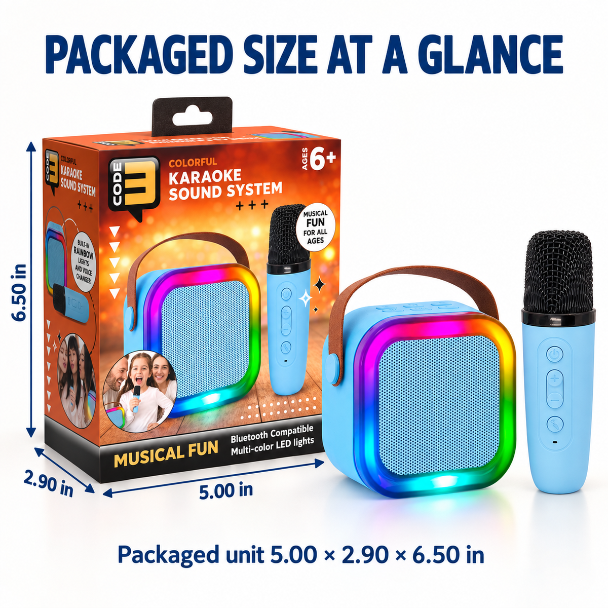 Rechargeable Karaoke Microphone and Speaker Set with Color Changing Lights
