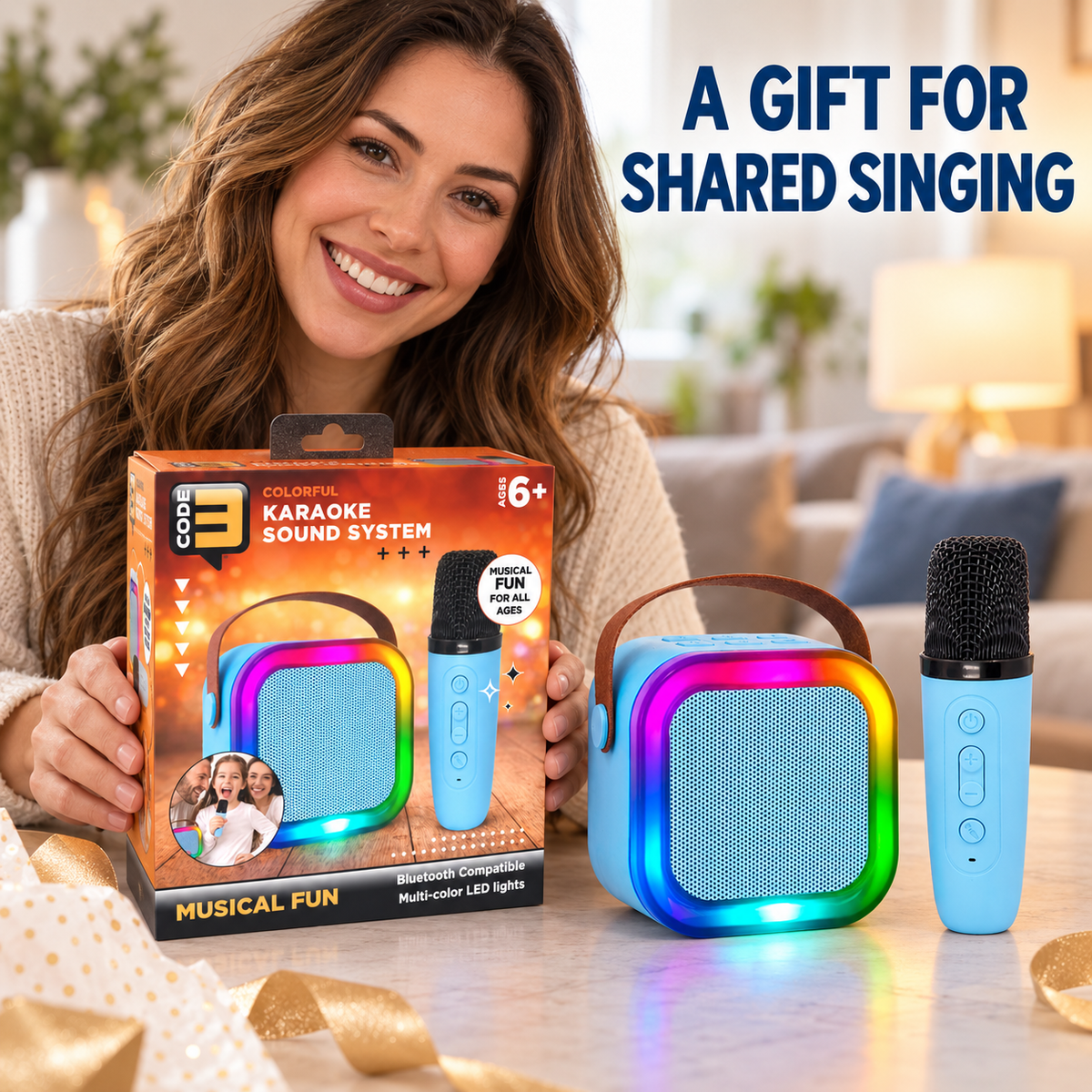 Rechargeable Karaoke Microphone and Speaker Set with Color Changing Lights