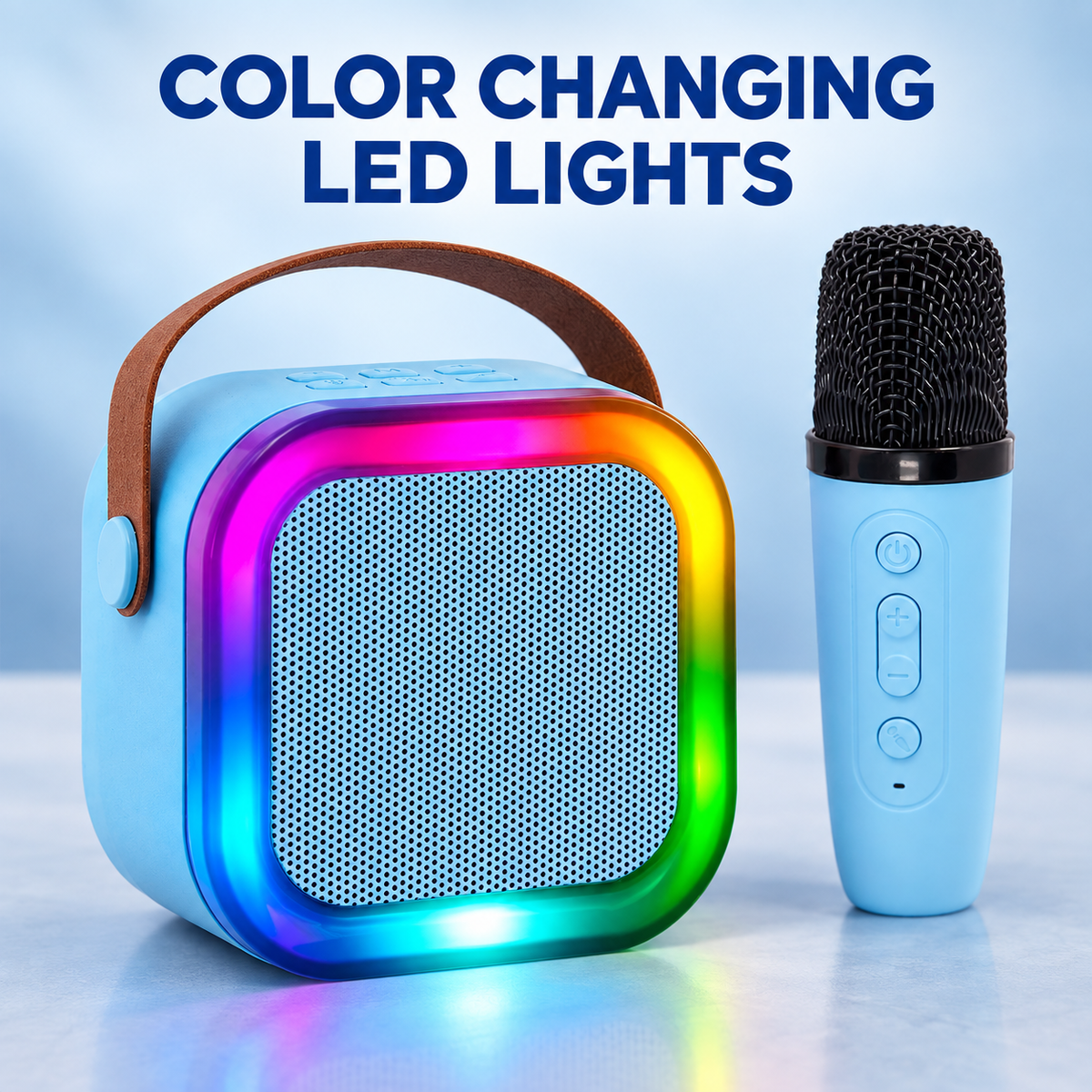 Rechargeable Karaoke Microphone and Speaker Set with Color Changing Lights