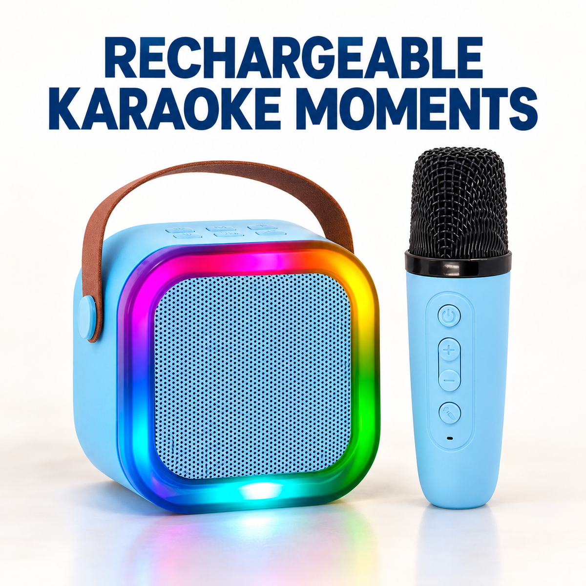Rechargeable Karaoke Microphone and Speaker Set with Color Changing Lights