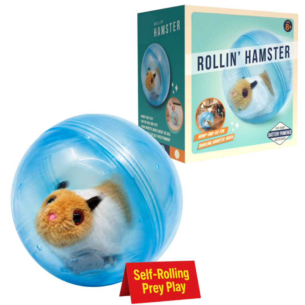 Rolling Plush Hamster Toy in Blue Ball, BO One Hamster and Ball Set, For Children, Pet Dog and Pet Cats