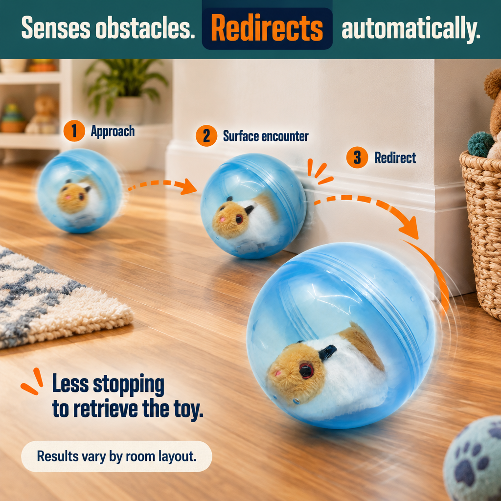 Rolling Plush Hamster Toy in Blue Ball, BO One Hamster and Ball Set, For Children, Pet Dog and Pet Cats