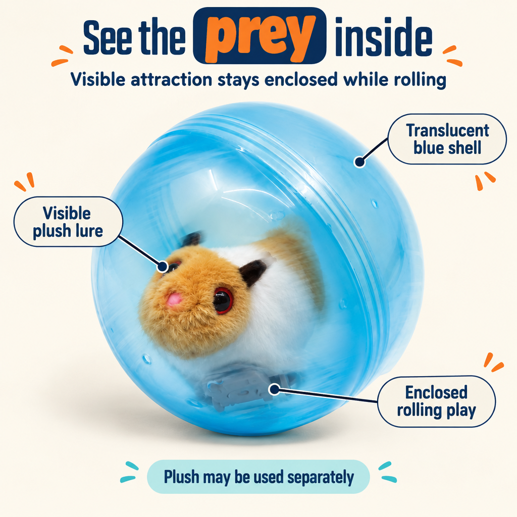 Rolling Plush Hamster Toy in Blue Ball, BO One Hamster and Ball Set, For Children, Pet Dog and Pet Cats