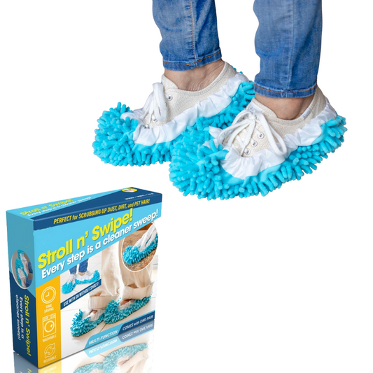 Stroll N Swipe Mopping Slippers. Walk and Mop Shoe Covers Slippers for Easy Floor Cleaning for Home, Kitchen, Office. Great for Wood, Tile, Laminate Flooring and More