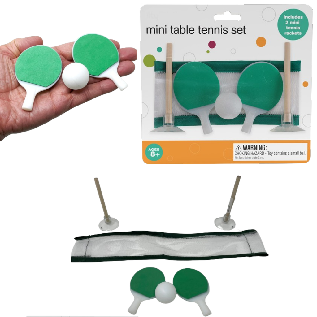 Mini Tabletop Ping Pong Set, Desktop Table Tennis Set with 2 Mini Tennis Rackets