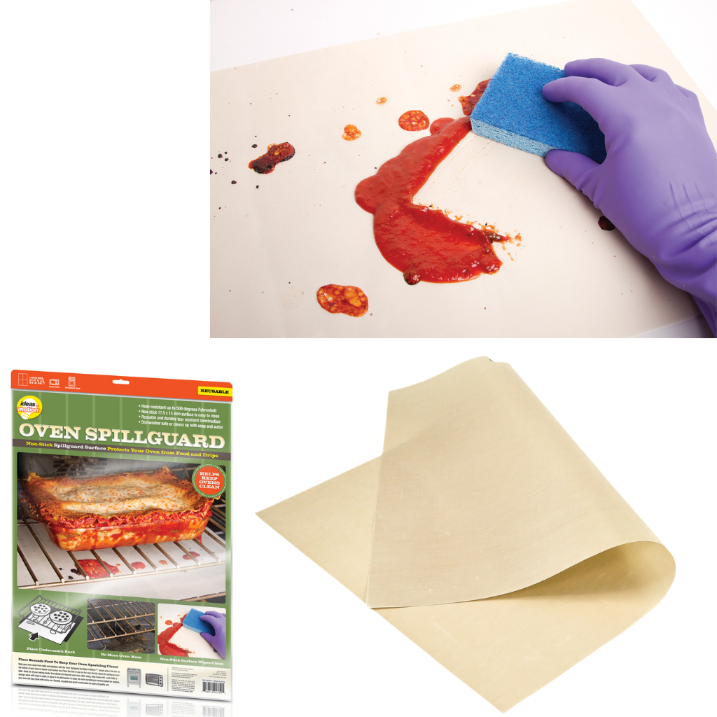 Non Stick Oven Spill Guard Stops Food Drippings Fall on Oven Floor, Forget Scrubbing Cleaning Messy Ovens, Re-sizable