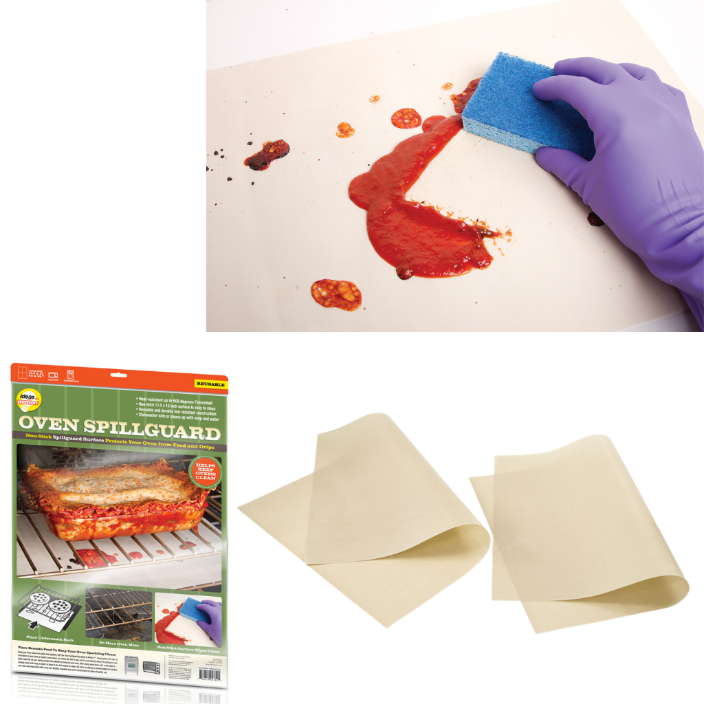 Non Stick Oven Spill Guard Stops Food Drippings Fall on Oven Floor, Forget Scrubbing Cleaning Messy Ovens, Re-sizable