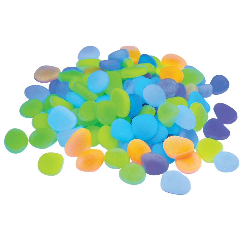 100 Glow in the Dark Garden Pebbles â€“ Multi-Color, Easy to Use
