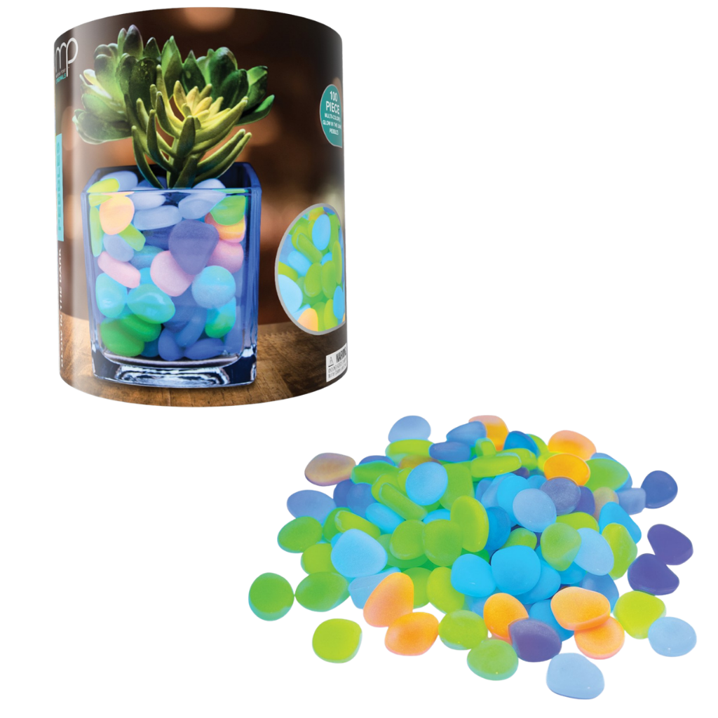 100 Glow in the Dark Garden Pebbles â€“ Multi-Color, Easy to Use
