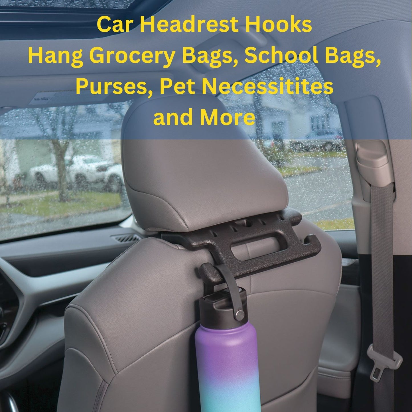 Headrest Car Backseat Grab Handle with 2 Headrest Hooks For Car - Purse Hook