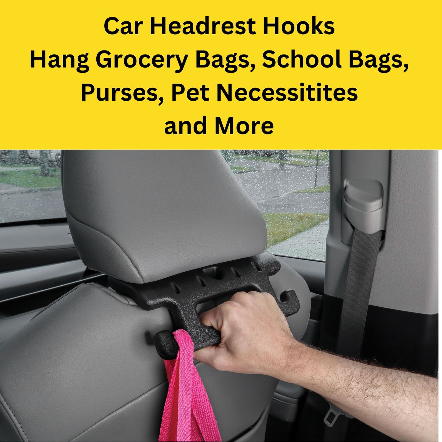 Headrest Car Backseat Grab Handle with 2 Headrest Hooks For Car - Purse Hook