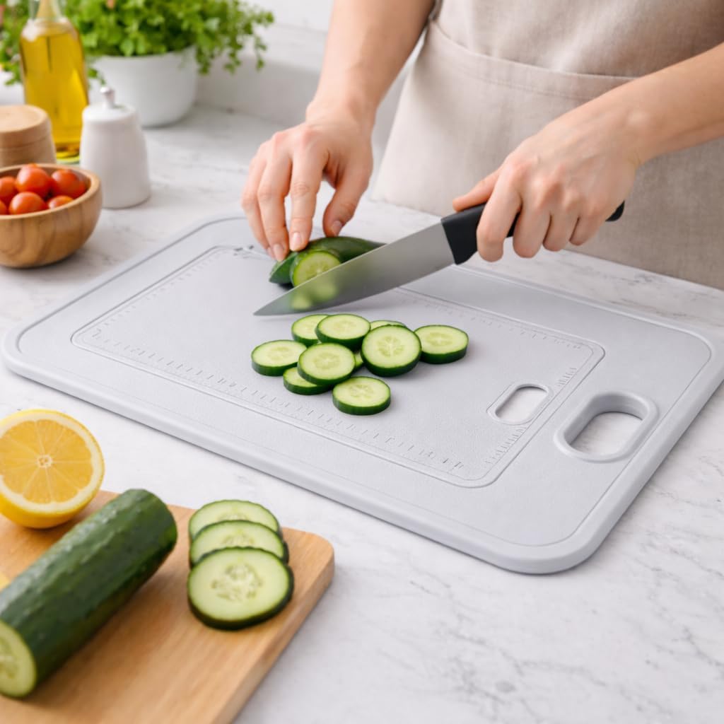 Flexible Cutting Mat BPA-Free Plastic Board  Handle Slot Small Kitchen