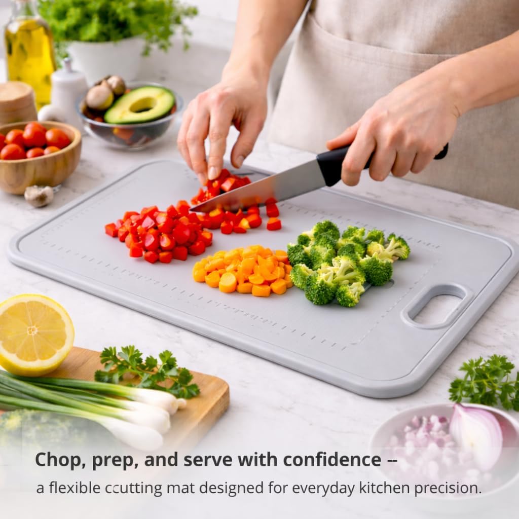 Flexible Cutting Mat BPA-Free Plastic Board  Handle Slot Small Kitchen