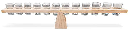 See-Saw Spirits Game – Balancing Party Fun with 12 Shot Glasses