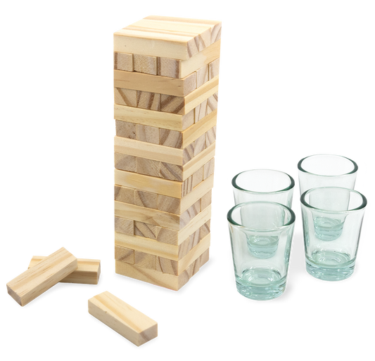 Tipsy Blocks Drinking Game – Stack, Sip, and Laugh with This Party-Ready Tower Set